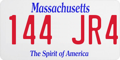MA license plate 144JR4
