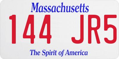MA license plate 144JR5