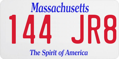 MA license plate 144JR8