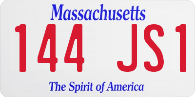MA license plate 144JS1