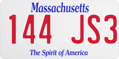 MA license plate 144JS3