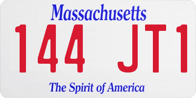 MA license plate 144JT1