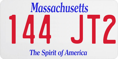 MA license plate 144JT2