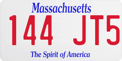 MA license plate 144JT5