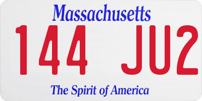 MA license plate 144JU2