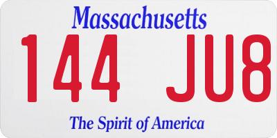 MA license plate 144JU8