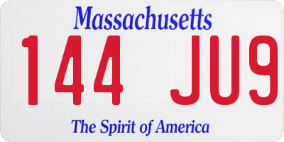 MA license plate 144JU9