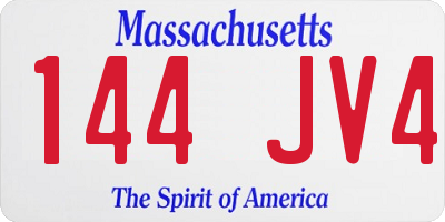 MA license plate 144JV4