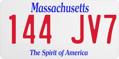 MA license plate 144JV7