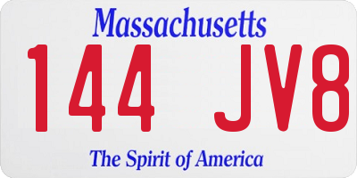 MA license plate 144JV8