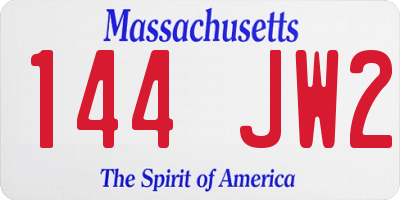 MA license plate 144JW2