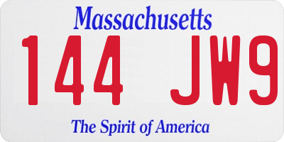 MA license plate 144JW9
