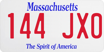 MA license plate 144JX0