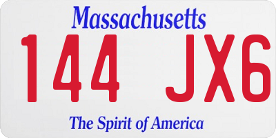 MA license plate 144JX6