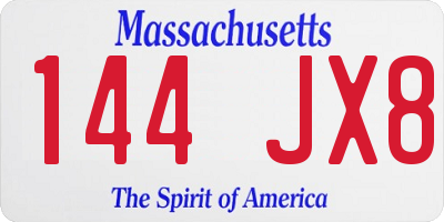 MA license plate 144JX8