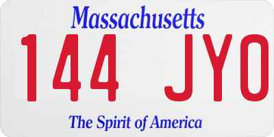 MA license plate 144JY0