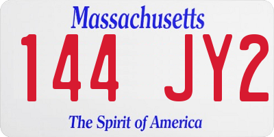MA license plate 144JY2
