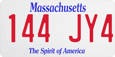 MA license plate 144JY4
