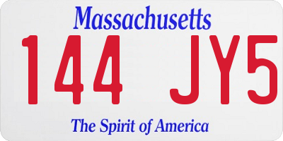 MA license plate 144JY5