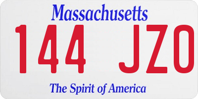 MA license plate 144JZ0