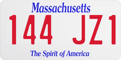 MA license plate 144JZ1