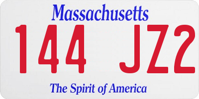 MA license plate 144JZ2