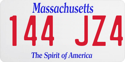 MA license plate 144JZ4