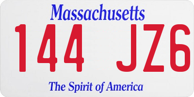 MA license plate 144JZ6