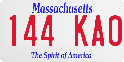 MA license plate 144KA0