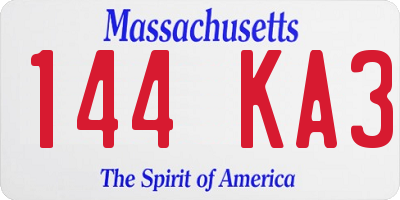 MA license plate 144KA3