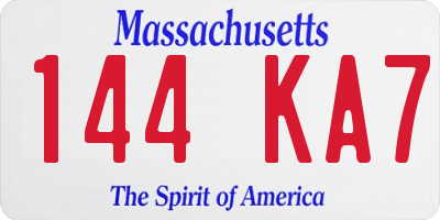 MA license plate 144KA7