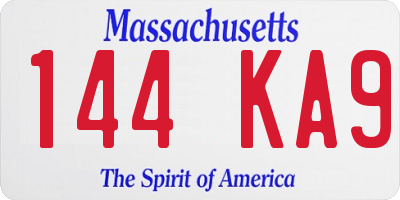 MA license plate 144KA9