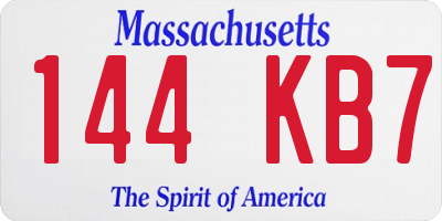 MA license plate 144KB7