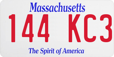 MA license plate 144KC3