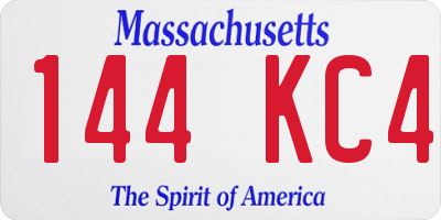 MA license plate 144KC4