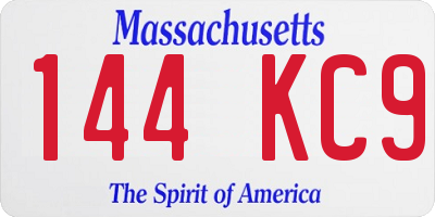 MA license plate 144KC9