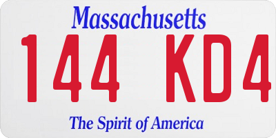 MA license plate 144KD4