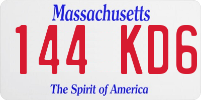 MA license plate 144KD6