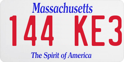 MA license plate 144KE3