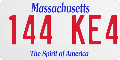 MA license plate 144KE4