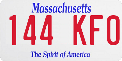 MA license plate 144KF0