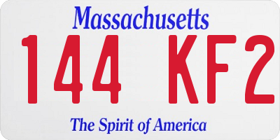 MA license plate 144KF2