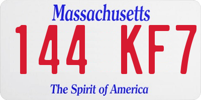 MA license plate 144KF7