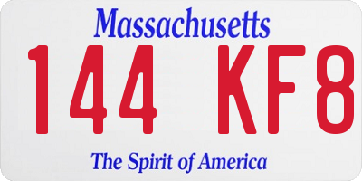 MA license plate 144KF8