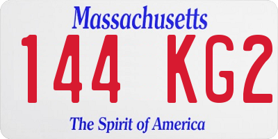 MA license plate 144KG2