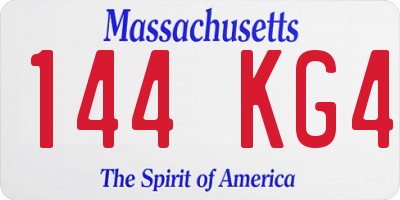 MA license plate 144KG4