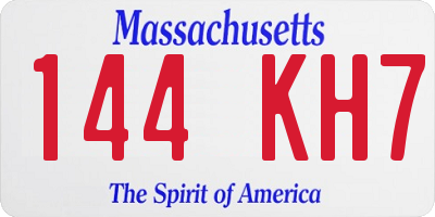 MA license plate 144KH7