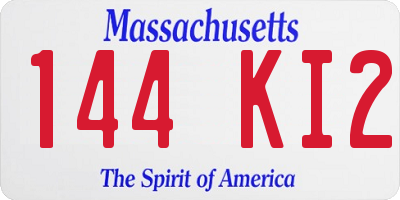 MA license plate 144KI2