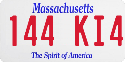 MA license plate 144KI4