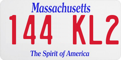 MA license plate 144KL2